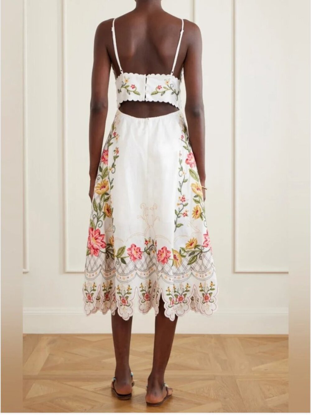 Farm Rio 100% Linen Embroidered Midi Floral Dress size M - Picture 2 of 9